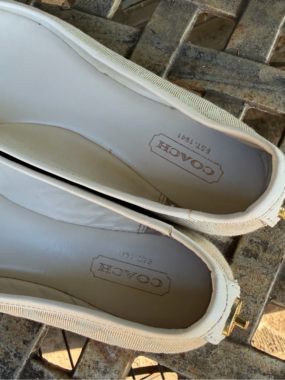 COACH 7.5B Beige Signature Monogram Canvas Ballet Flats - Picture 7 of 13